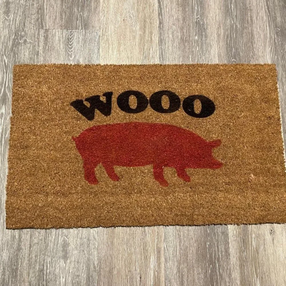 Woo with cute Pig decorative coir doormat